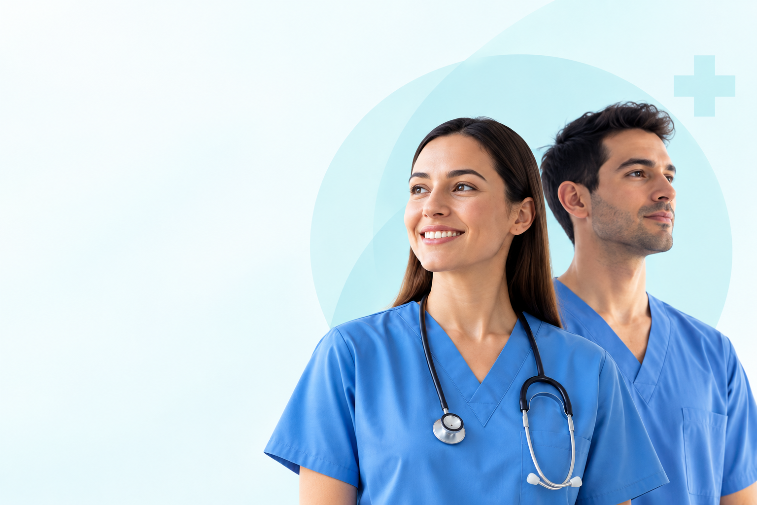 Profesionales de la salud con uniforme clínico